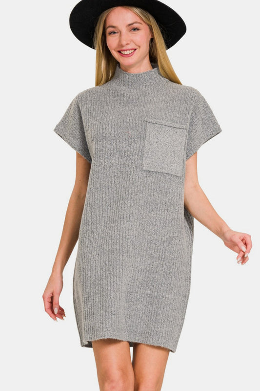 Zenana Short Sleeve Sweater Mini Dress