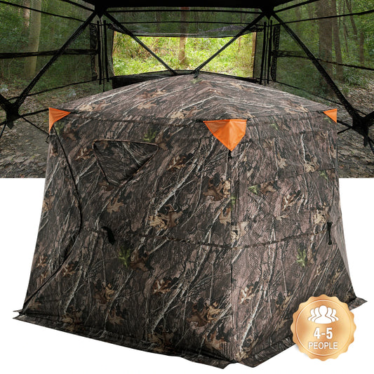 VEVOR Hunting Blind 270° See Through Ground Blind 4-5 Person Pop Up Deer Blind for Hunting Portable for Turkey and Deer Hunting